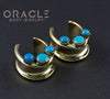 3/4" (19mm) Brass Saddles with Turquoise