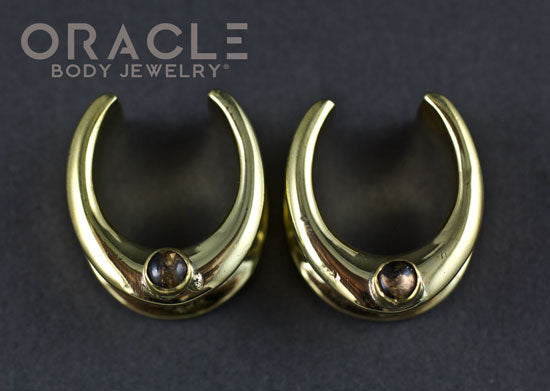3/4" (19mm) Brass Saddles with Copper in Obsidian