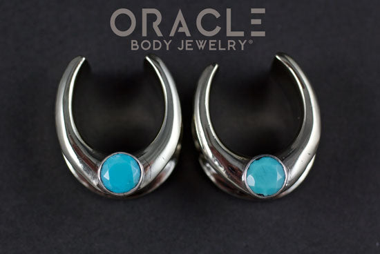 3/4" (19mm) White Brass Saddles with Faceted Turquoise