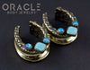 7/8" (22mm) Brass Saddles with Nugget Texture and Natural Turquoise and Blue Synthetic Opals