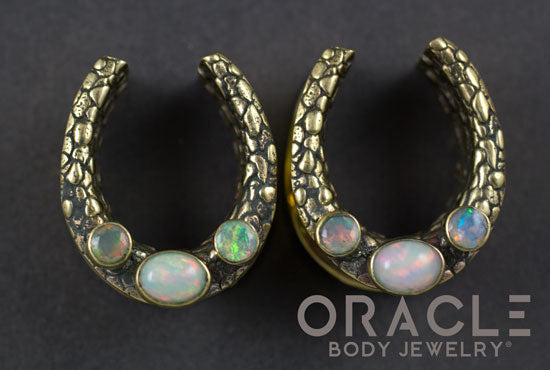 7/8" (22mm) Saddles with Nugget Texture, Ethiopian Opal Cabochons and Faceted Australian Opals