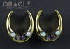 7/8" (22mm) Brass Saddles with Amethyst and White Synthetic Opals
