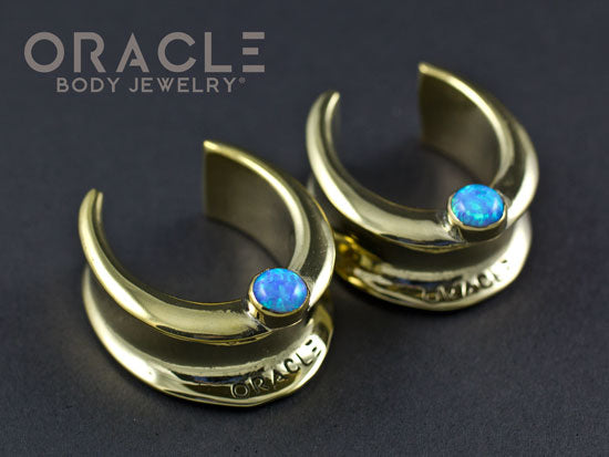 1" (25mm) Brass Saddles with Blue Synthetic Opals