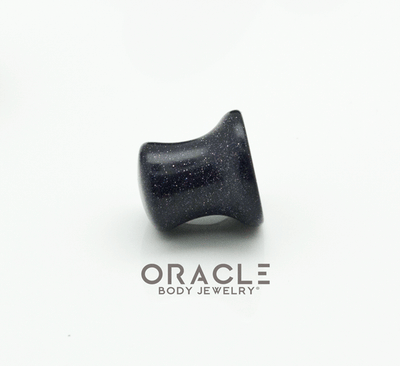 Blue Goldstone Mayan Style Flare Plugs