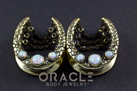 1" (25mm) Brass Saddles with White Synthetic Opals