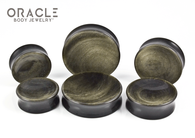 Gold Obsidian Concave Solid Double Flare Plugs