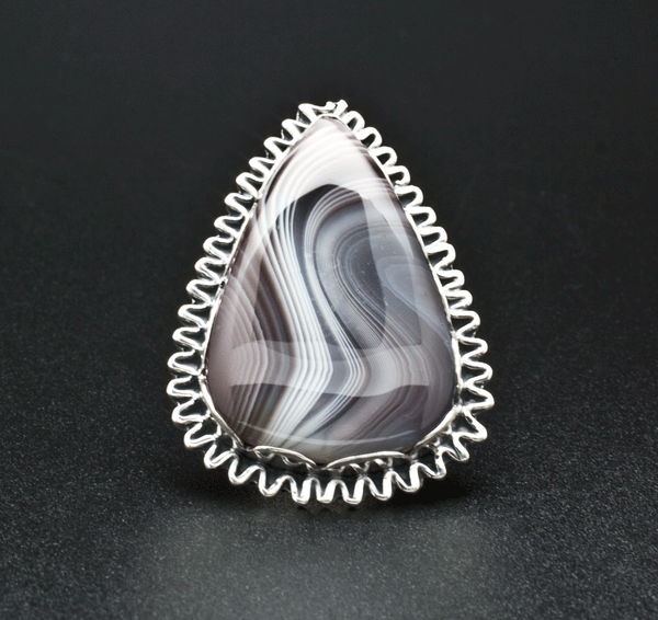 Sterling Silver Botswana Agate Ring Size 6