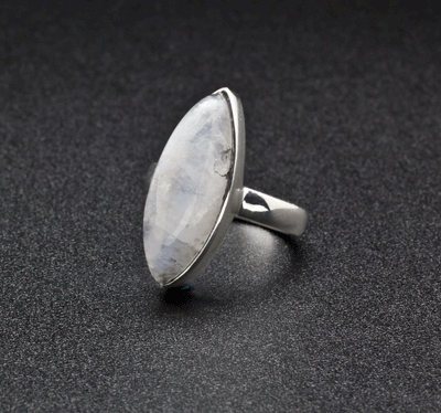 Sterling Silver Moonstone Ring Size 6
