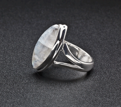 Sterling Silver Moonstone Ring Size 6