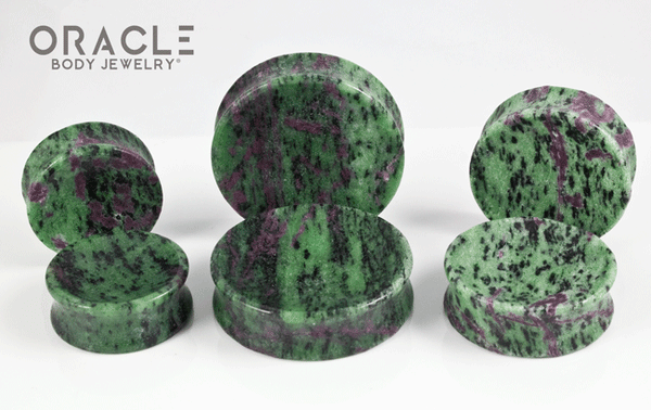 Ruby In Zoisite Concave Solid Double Flare Plugs