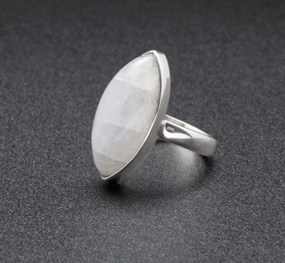 Sterling Silver Moonstone Ring Size 6