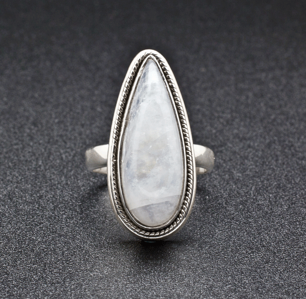 Sterling Silver Moonstone Ring Size 6