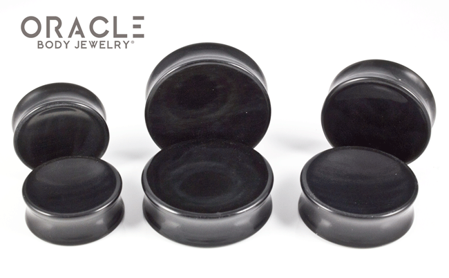 Rainbow Obsidian Concave Solid Double Flare Plugs
