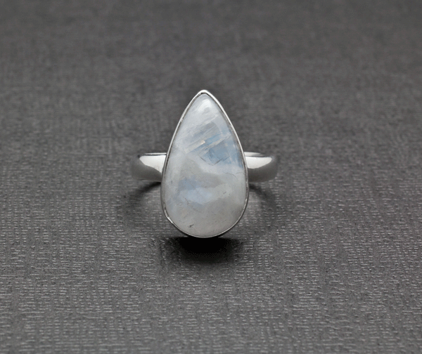 Sterling Silver Moonstone Ring Size 6