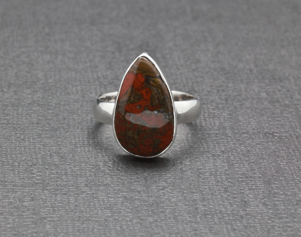 Sterling Silver Seam Agate Ring Size 6