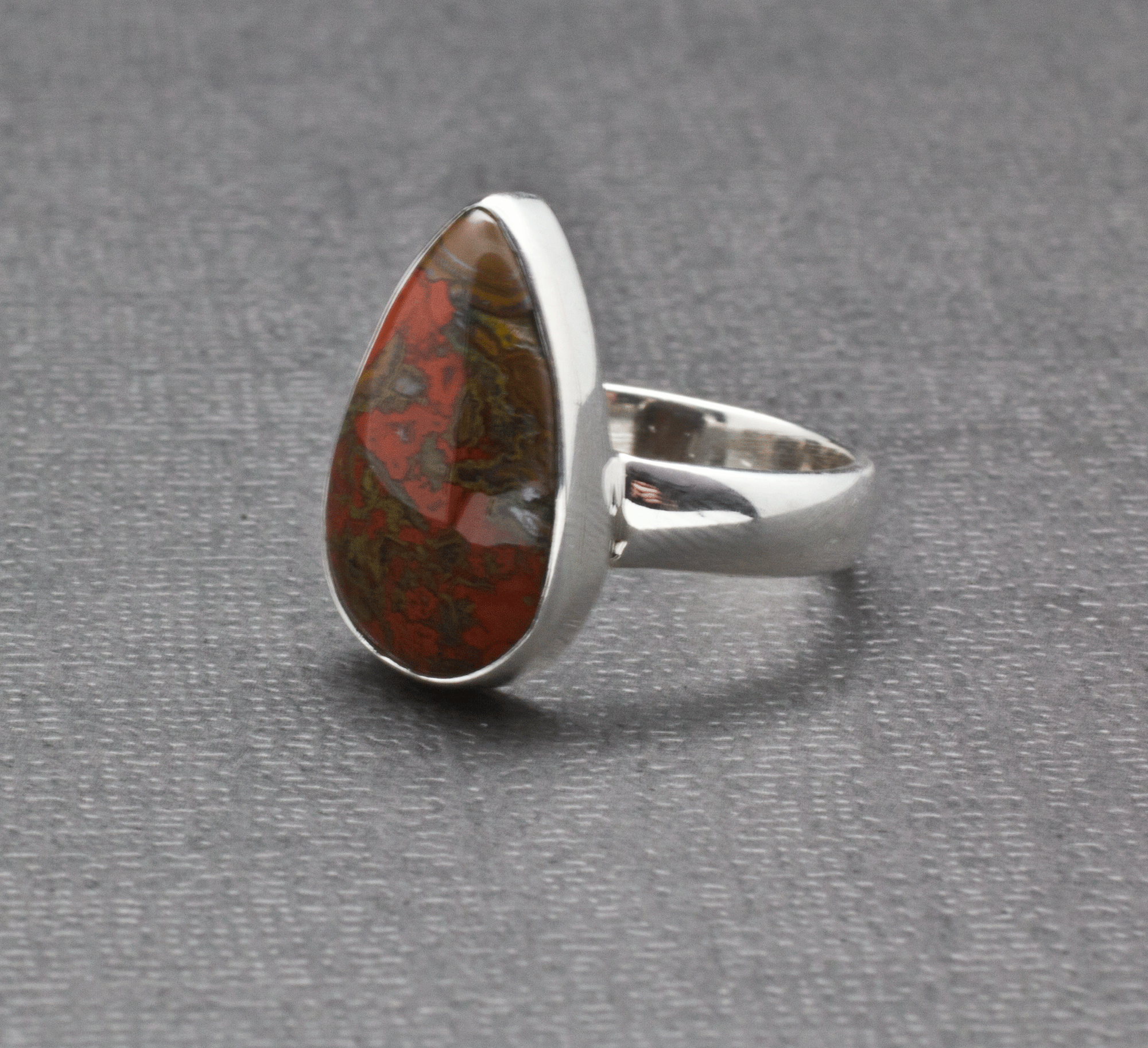 Sterling Silver Seam Agate Ring Size 6