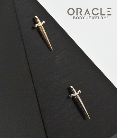 14k Long Dagger Threadless Gold End
