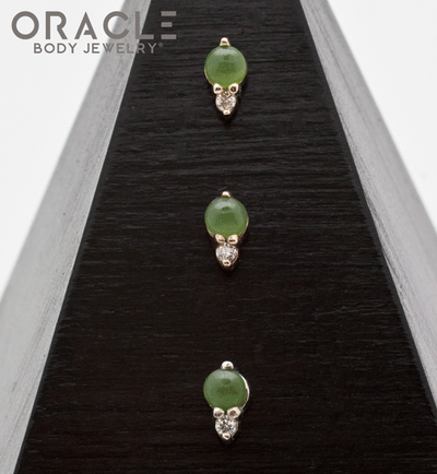 14k Gold Jade and Diamond Threadless End