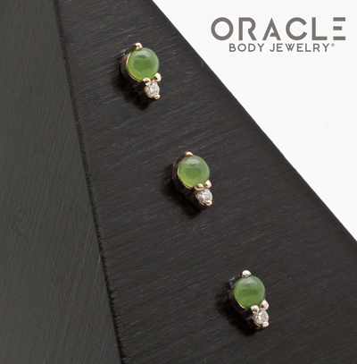 14k Gold Jade and Diamond Threadless End