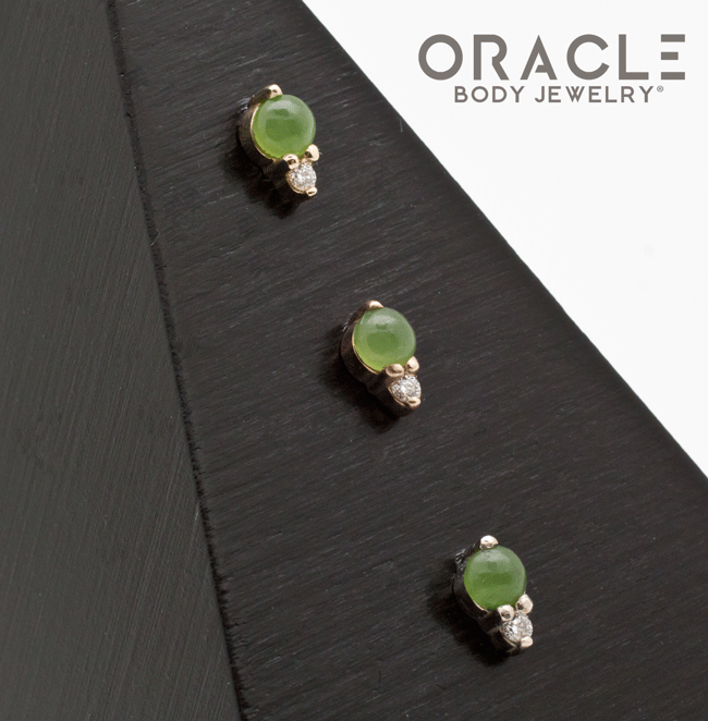 14k Gold Jade and Diamond Threadless End