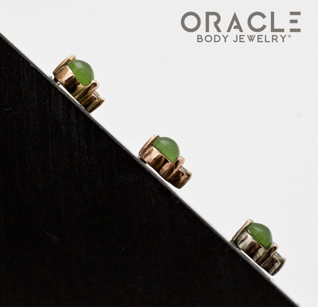 14k Gold Jade and Diamond Threadless End
