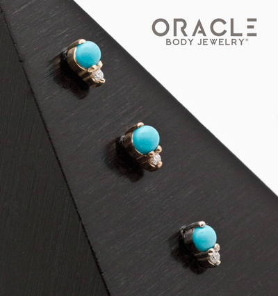 14k Turquoise and Diamond Threadless End