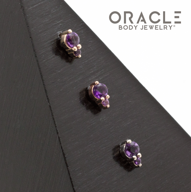 14k Double Amethyst Threadless End