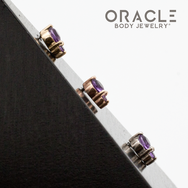 14k Double Amethyst Threadless End