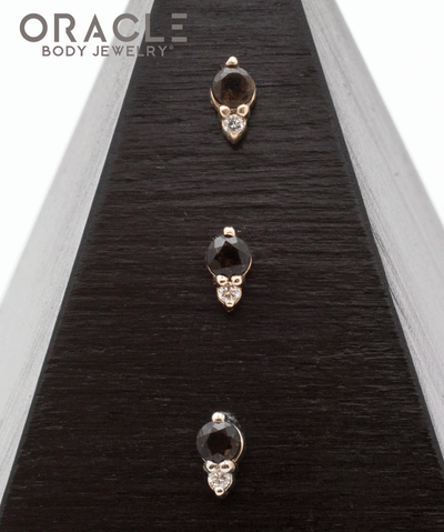 14k Smoky Quartz with Diamond Threadless End