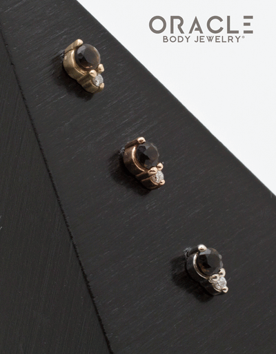 14k Smoky Quartz with Diamond Threadless End