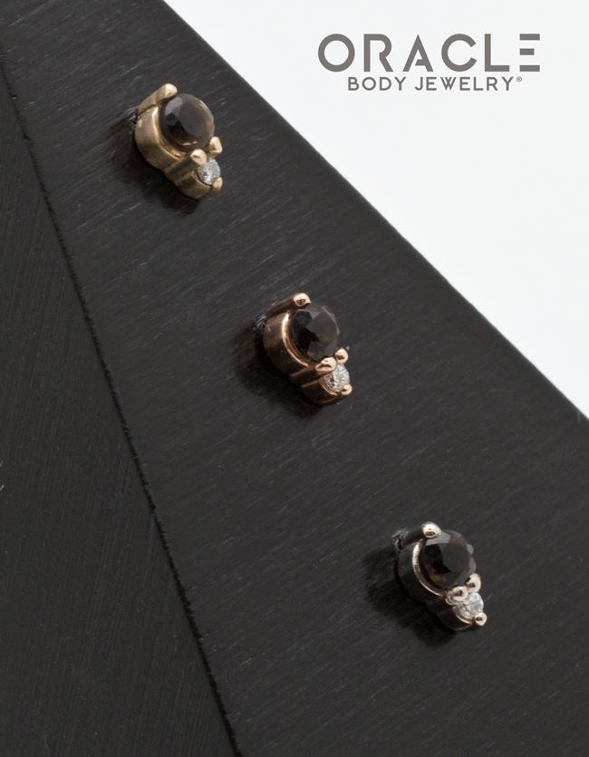 14k Smoky Quartz with Diamond Threadless End