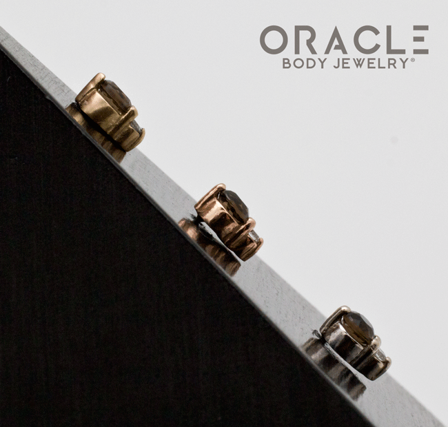 14k Smoky Quartz with Diamond Threadless End