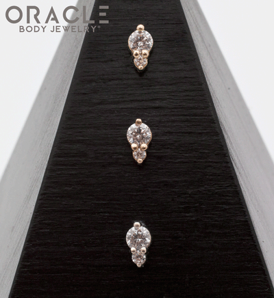 14k Double CZ Threadless End