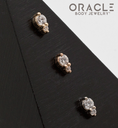 14k Double CZ Threadless End