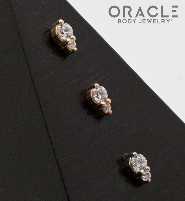 14k Double CZ Threadless End