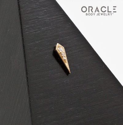 14K Gold Milgrain Cutlass with Diamonds Threadless End