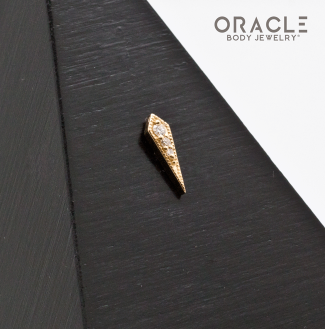 14K Gold Milgrain Cutlass with Diamonds Threadless End