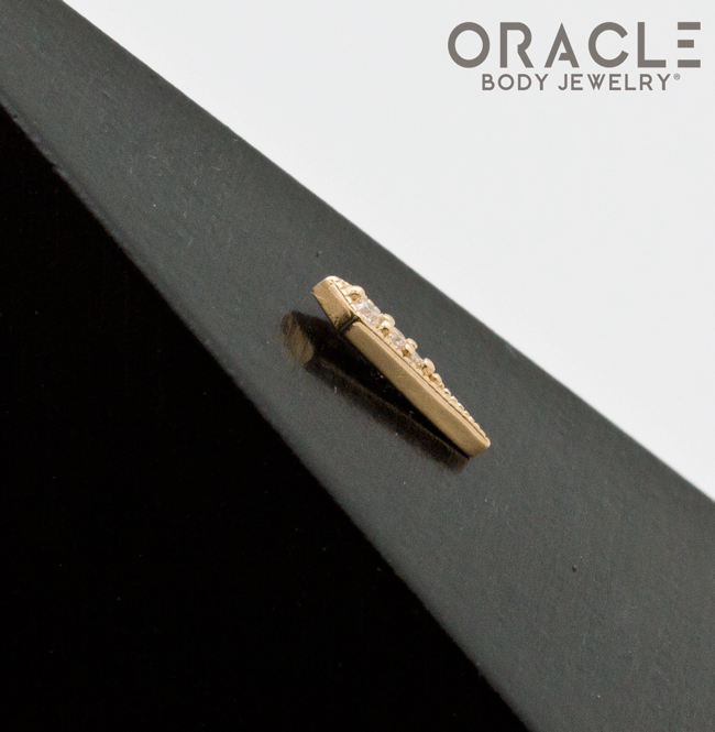 14K Gold Milgrain Cutlass with Diamonds Threadless End