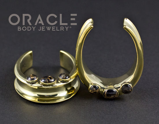 1-1/2" (38mm) Brass Saddles with Copper Infused Obsidian