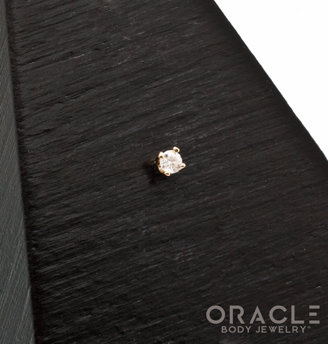 18K Gold 1.5mm Prong Set Diamond Threadless End
