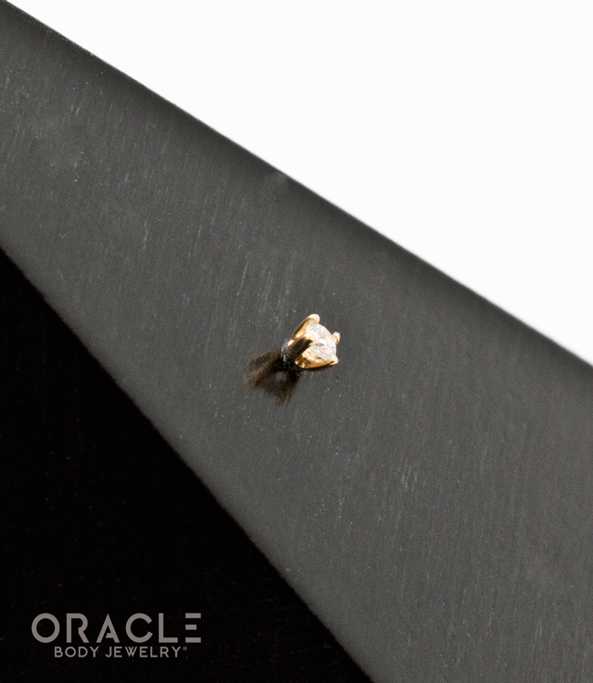 18K Gold 1.5mm Prong Set Diamond Threadless End