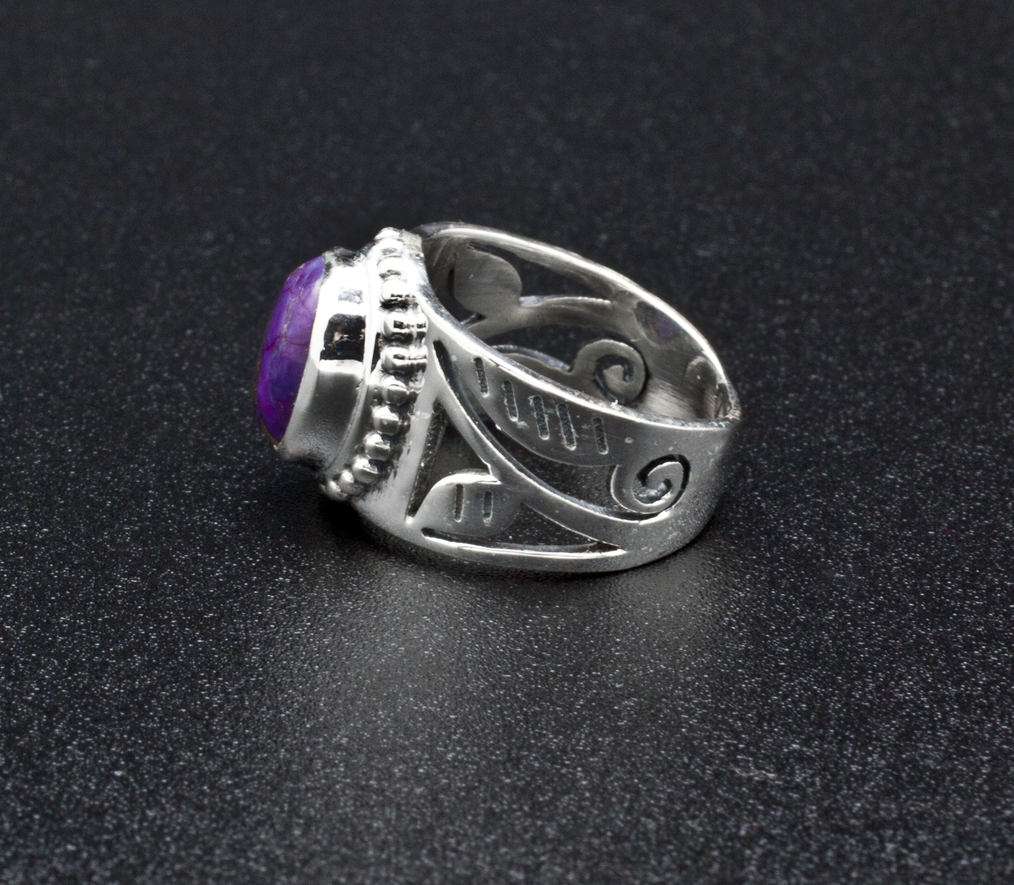 Sterling Silver Copper Purple Turquoise Ring Size 6.5