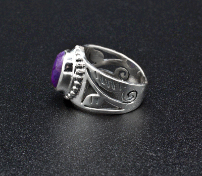Sterling Silver Copper Purple Turquoise Ring Size 6.5