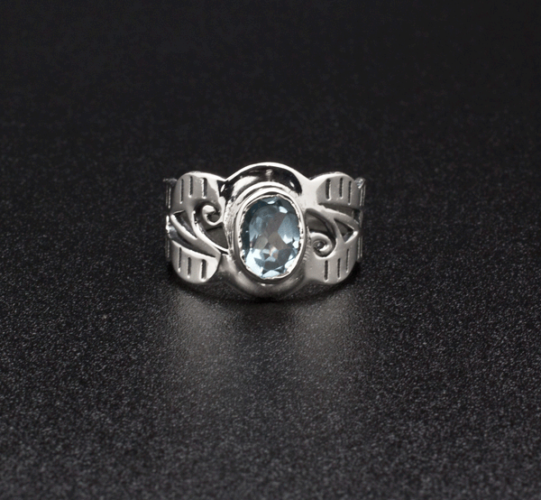 Sterling Silver Blue Topaz Ring Size 7