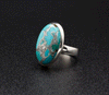 Sterling Silver Turquoise Ring with Silver Inclusions Size 7
