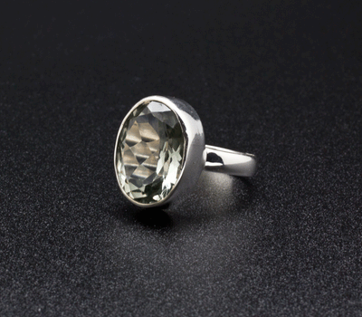 Sterling Silver Green Amethyst Ring Size 7