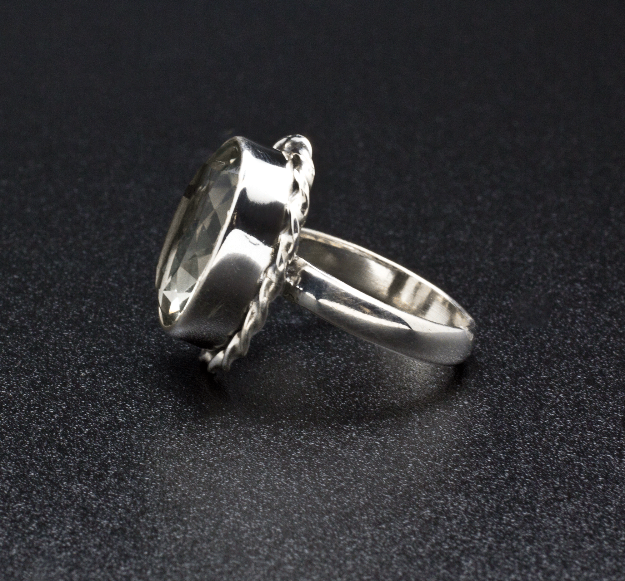 Sterling Silver Green Amethyst Ring Size 7