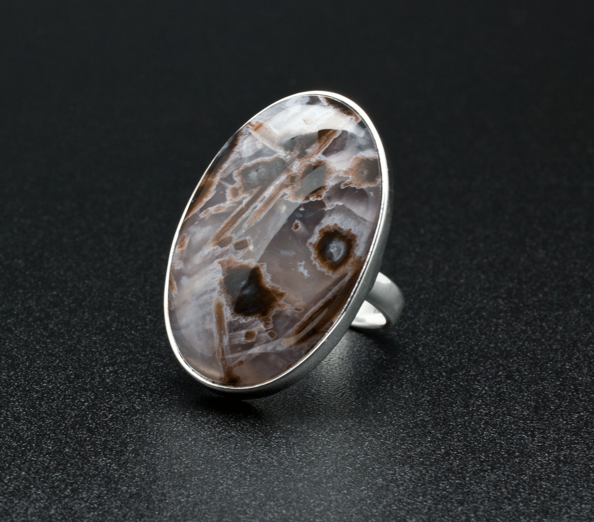 Sterling Silver Stick Agate Ring Size 7