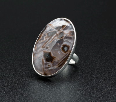 Sterling Silver Stick Agate Ring Size 7
