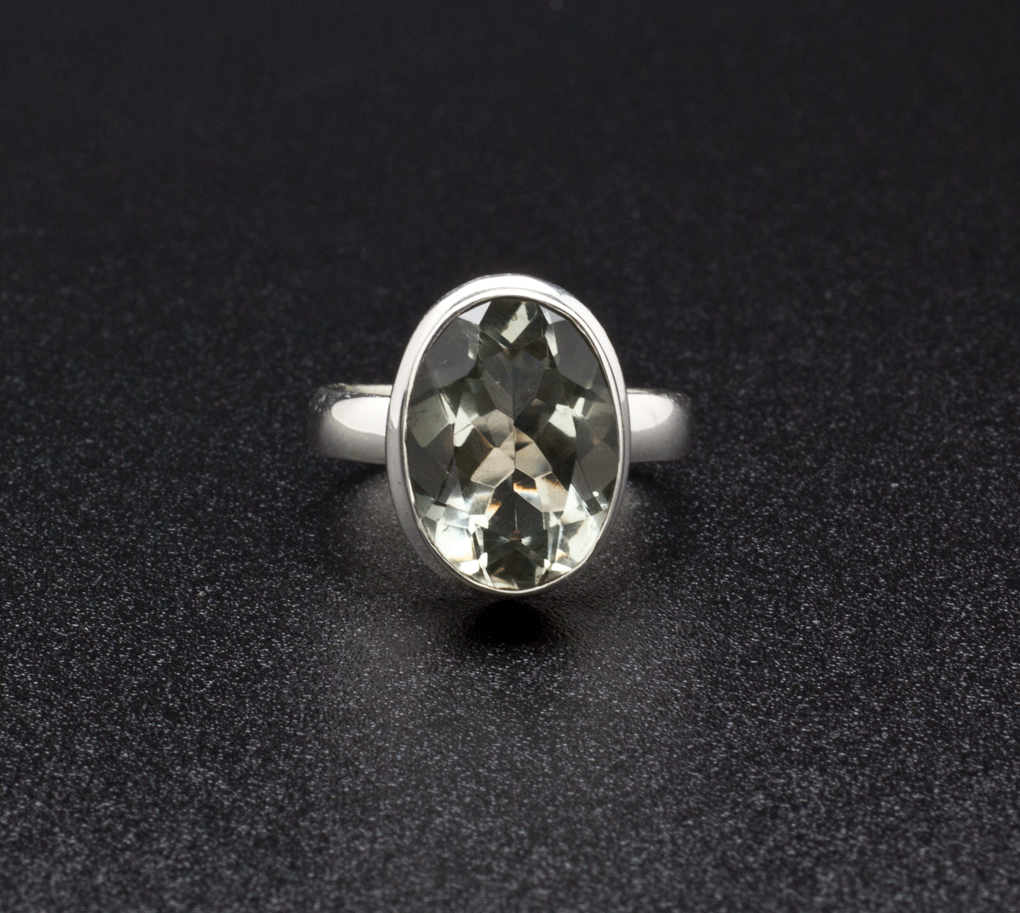 Sterling Silver Green Amethyst Ring Size 7